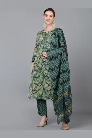 Ethnic Motifs Printed Regular Kurta with Trousers & With Dupatta