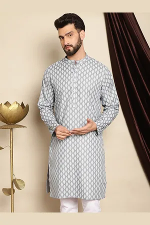 Ethnic Motifs Printed Cotton Linen Straight Kurta