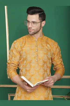 Floral Mandarin Collar Long Sleeves Thread Work Kurta