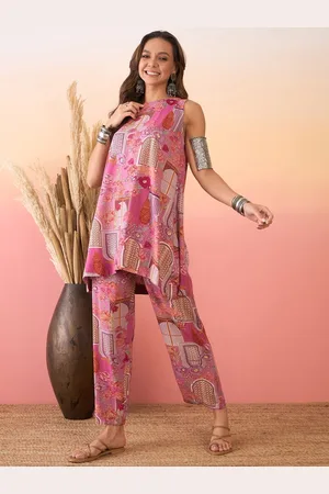 Floral Printed Regular A-Line Kurti with Trousers