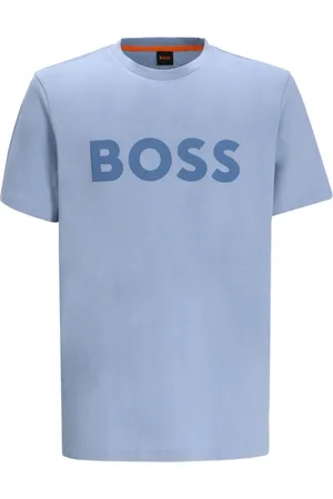 Men Blue Crewneck Logo T-Shirt