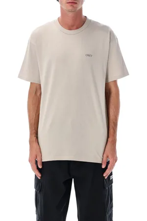 Men Silver Crewneck Graphic Print T-Shirt